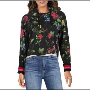 Pam & Gela Womens Striped Floral Sweatshirt Hoodie